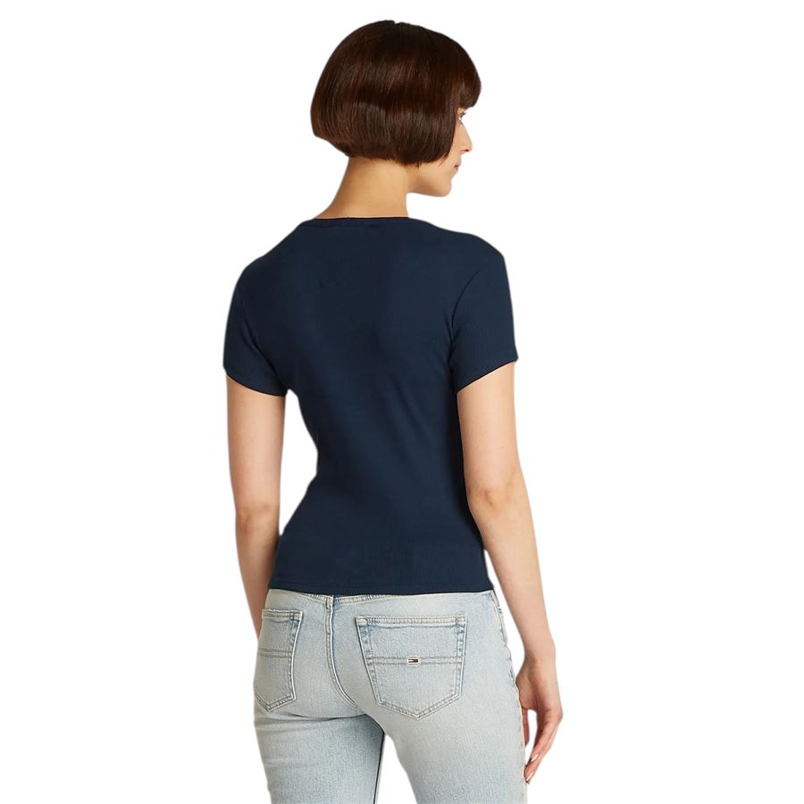 Slim button rib t-shirt maniche corte da donna Tommy Jeans | DW0DW19502C1G